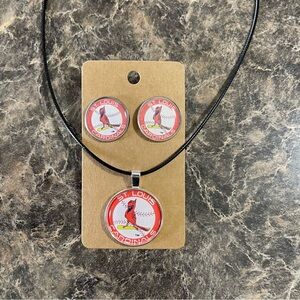 St. Louis Cardinals Earrings and Necklace Gift Set New